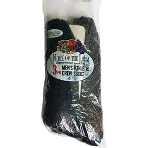 1970s NOS FRUIT OF THE LOOM Athletic Crew Dress Socks Men's 3 Pr 11-11.5 Vtg USA